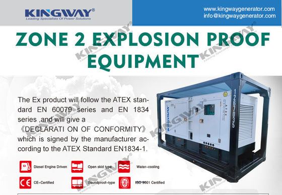 Capot de plate-forme offshore 25kva 400v 50hz 3 phase 4 moteur diesel résistant à l'explosion à fil ATEX certifié zone 2 générateur offshore