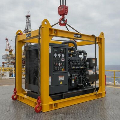 Groupe électrogène diesel de la zone 2 d'ATEX de classe de température de 200KVA T3 avec le cadre de levage offshore DNV 2.7-1